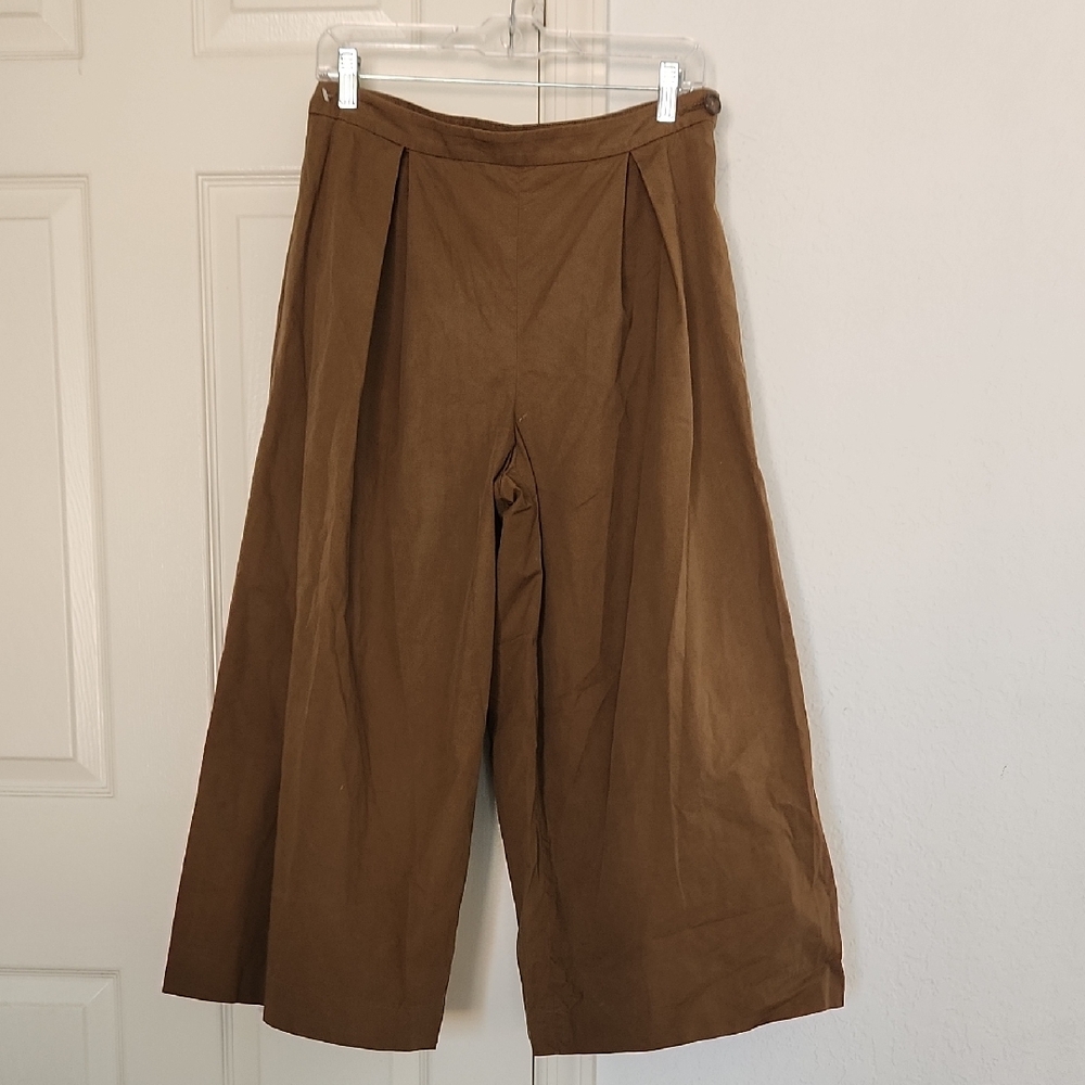 Vince Brown Lightweight Pleated Wide Barrel Leg Pants Size 2